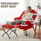 Welnow Lazy Chair with Ottoman, Modern Accent Chair with Armrests and a Side - Image 5