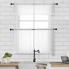 Chyhomenyc Sheer White Curtains 24 Inch Length Set | Small Window Curtains - Image 2