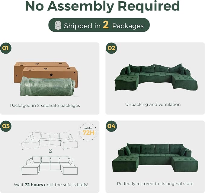 MAXYOYO 129.5" Modular Sectional Sofa Couch, U Shaped Modern Cloud Couch - Image 6