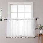 Chyhomenyc Sheer White Curtains 24 Inch Length Set | Small Window Curtains - Image 5