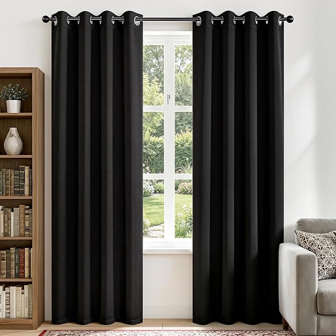 Joydeco Blackout Curtains 90 Inches Long, Room Darkening Grommet Drapes by JOYDECO