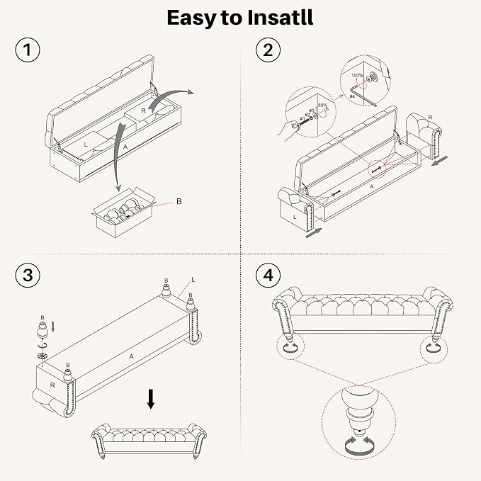 SOFTHION Storage Bench for Bedroom, Upholstered Chenille Storage Ottoman - Image 8