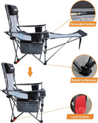 Reclining Camping Chair with Removable Footrest Lounge Chair with Headrest - Image 5