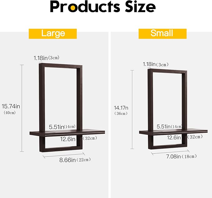PHOENANCEE Square Floating Shelves, Wall Plants Holder, Bathroom Wall Decor - Image 3