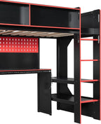 Modern Gaming Loft Bed with Built-in Desk, LED Lighting & Charging Hub –Twin - Image 6