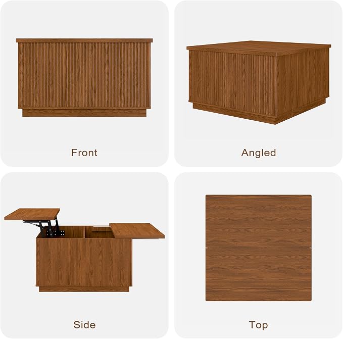 2-Piece Fluted Living Room Set Includes 31.5" Fluted Lift Top Coffee Table - Image 8