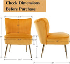 Velvet Accent Chair Set of 2 Comfy Living Room Chair Armless Slipper Mid - Image 2