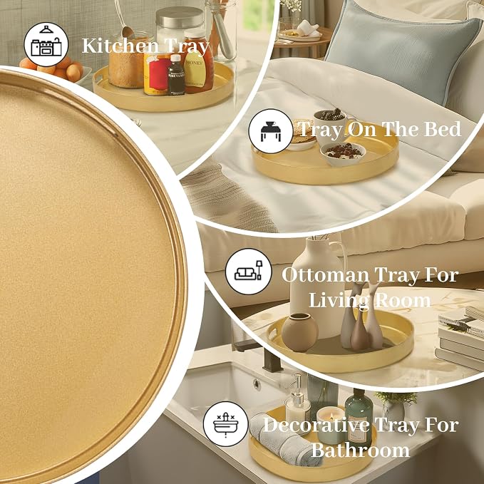 MAONAME 13" Gold Round Decorative Tray - Image 7
