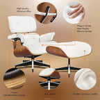 Top Grain Leather, Mid Century Chaise Lounge Chair and Ottoman, Modern Chair - Image 6