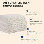 L'AGRATY Chunky Knit Throw Blanket - Image 2
