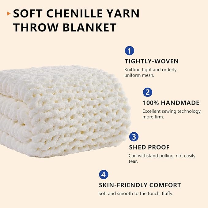 L'AGRATY Chunky Knit Throw Blanket - Image 2