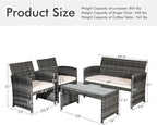 Goplus 4-Piece Rattan Patio Furniture Set, Outdoor Wicker Conversation Sofa - Image 7