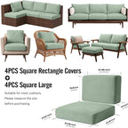 8Pcs Outdoor Cushion Covers, Stretch Patio Furniture Couch Chair Slipcovers | - Image 2