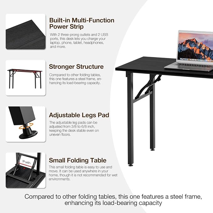 TEMI Long Computer Desk Folding Table - Image 7