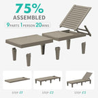Outdoor Lounge Chair Set of 6, 5-Positions Adjustable Patio Chaise Lounges - Image 4