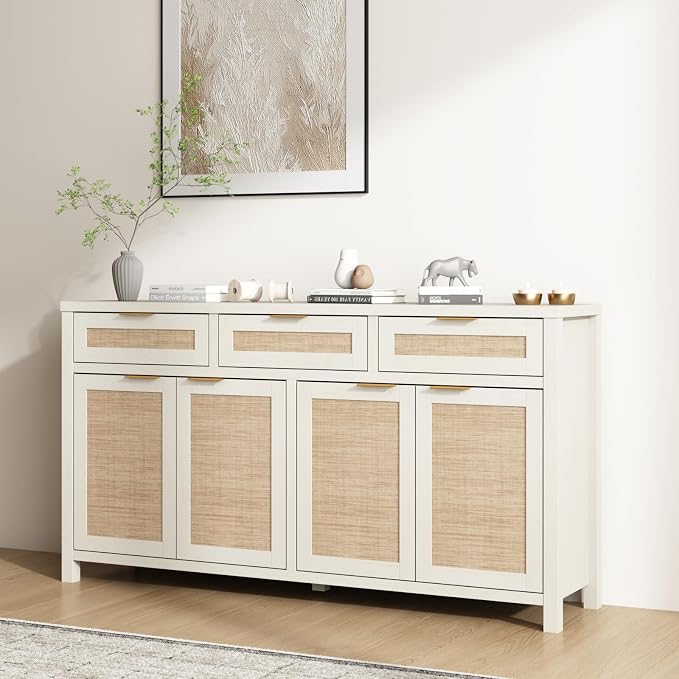 HOKYHOKY Rattan Sideboard Buffet Cabinet, Boho Storage Cabinet - Image 8