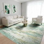 Rugflix 5x7 Area Rugs for Living Room, Washable Light Green Large Rug | Machine - Image 9