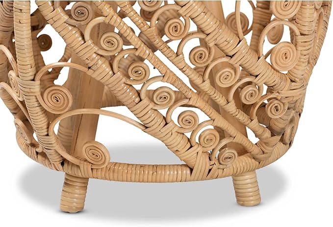 Baxton Studio Saranna Modern Bohemian Natural Brown Finished Rattan End Table - Image 4
