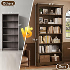 TVU 6-Tier Wooden Bookshelf, 76 Inch Tall Bookshelf - Image 7