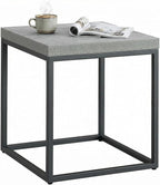 CENSI Modern Grey Square End Table, Extra Thick 1.6" Wood Top & Metal Frame by CENSIFURNITURE