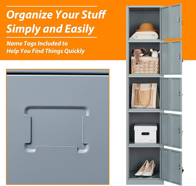 71" Metal Storage Locker With 5 Doors - Image 5