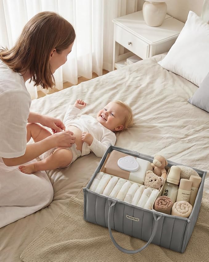 Blissful Diary Baby Diaper Caddy Organizer, Stylish Storage Basket - Image 6