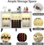 Loomie Wine Bar Cabinet with LED Light, Home Coffee Cabinet with Wine Rack and - Image 4