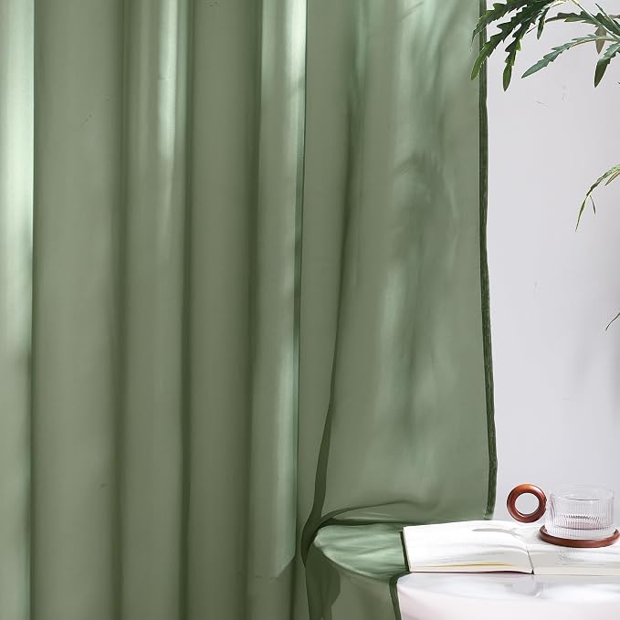 NICETOWN Forest Green Sheer Curtains 96inches Long - Image 5