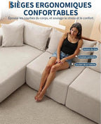 Corduroy Modular L Shape Sofa, Cloud Feel Compressed Sectional Couch - Image 8