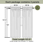 Turquoise Sheer Curtains 120 Inches Long 2 Pcs, Light Filtering Rod Pockets - Image 3