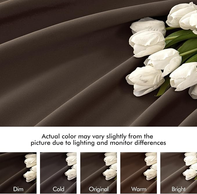 MIULEE Chocolate Brown Back Tab Blackout Curtains 52x120 Inch 2 Panels Set | - Image 8