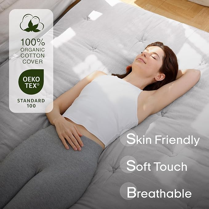 ZonLi Japanese Floor Futon Mattress Twin Size 75"x 39", 100% Cotton Cover 4'' - Image 3