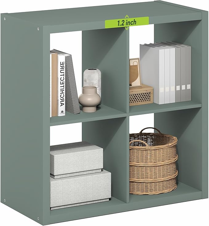Furinno Cubicle Book Shelf, 4-Cube Bookshelf, Extra Thick Frame Reversible by Furinno-FitsYourSpaceFitsYourBudget
