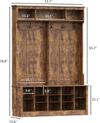 Wodeer Hall Tree with Bench and Shoe Storage, 6 Hooks, 12 Shoe Cubbies - Image 8