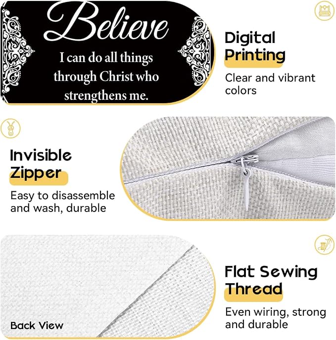 OBSEDE Black and White Bible Verse Decorative Throw Pillow Covers 18 × 18 in - Image 4