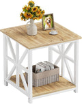 GreenForest End Table with 2-Tier Storage Shelf, 24 inch Large Side Table by GreenForest