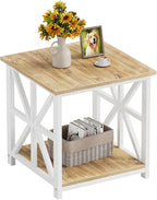 GreenForest End Table with 2-Tier Storage Shelf, 24 inch Large Side Table by GreenForest