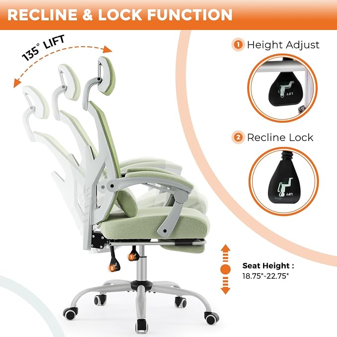 Sweetcrispy Office Computer Desk Chair Set of 2, Ergonomic High-Back Mesh - Image 6