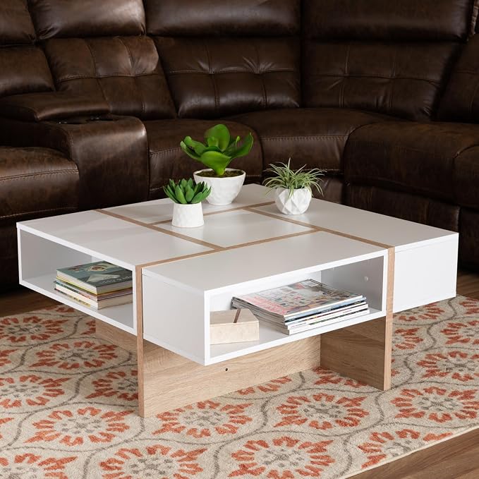 HomeStock White and Oak Coffee Table by Homestock