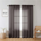 Chocolate Sheer Curtains 78 Inches Long 2 Panels, Light Filtering Voile Airy by Lecloud