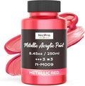 Nicpro Metallic Red Acrylic Paint, 8.45oz/250ml Large Metallic Paint, Non Toxic by Nicpro