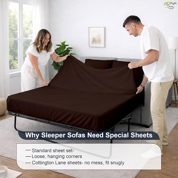 Cottington Lane Sleeper Sofa Sheets Full Size, 4 Piece Premium Quality 100% - Image 8