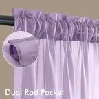 MIULEE Light Purple Sheer Curtains 108 Inches Long 4 Panels 42 x 108 Inches | - Image 3