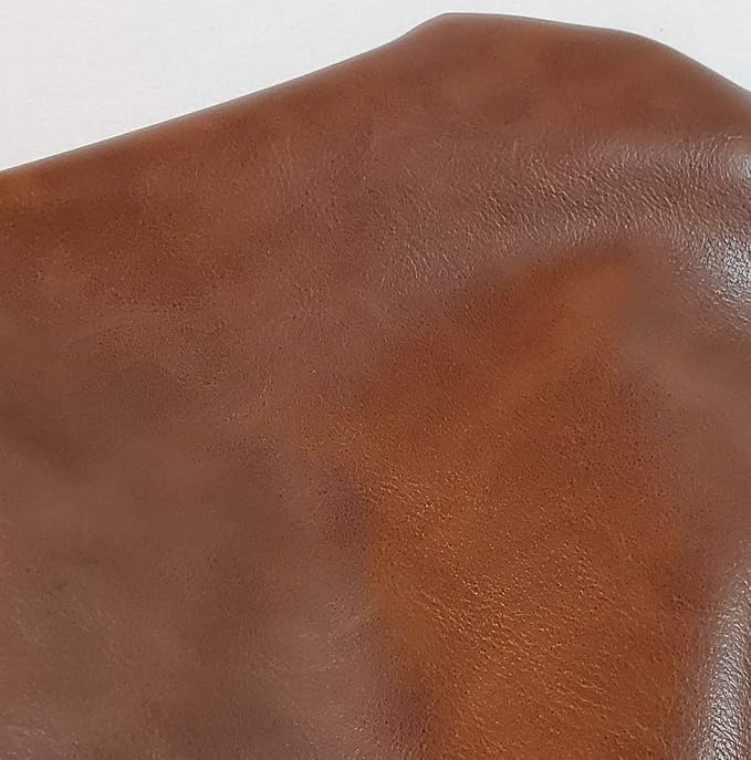 NAT LEATHERS | Tan Mid Brown Cognac Soft Faux Leather Fabric Sheet PU | 4 Yards - Image 3