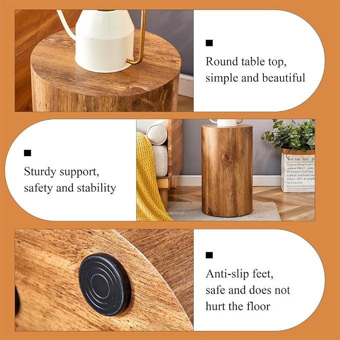 Round Side Table, End Table Living Room Table, Sofa Couch Bedside Table - Image 5