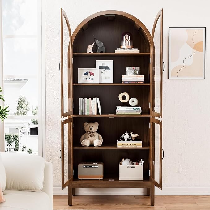 Arched Display Cabinet with Acrylic Glass Doors, 70.9'' Tall Curio Cabinet with - Image 3