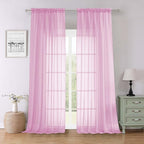Light Pink Sheer Curtains for Living Room 96 Inches Long 2 Pcs, Airy Solid by Lecloud