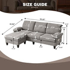 84" Convertible Sectional Sofa, Deep 3-Seat L Shaped Sectional Couch - Image 2