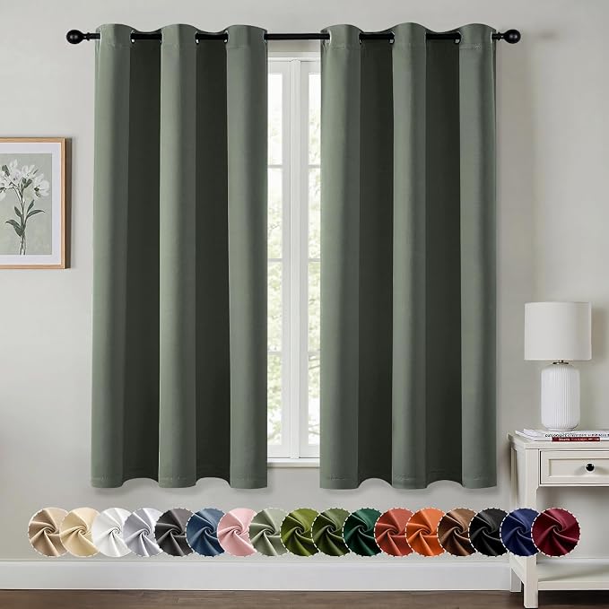 MIULEE Blackout Curtains for Bedroom 2 Panel 40 x 63 Inch Long Dark Mallard | by MIULEE