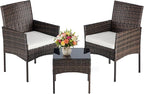 DUMOS 3-Piece Patio Furniture Set, All-Weather Outdoor Wicker Chairs by DumosLifestyle